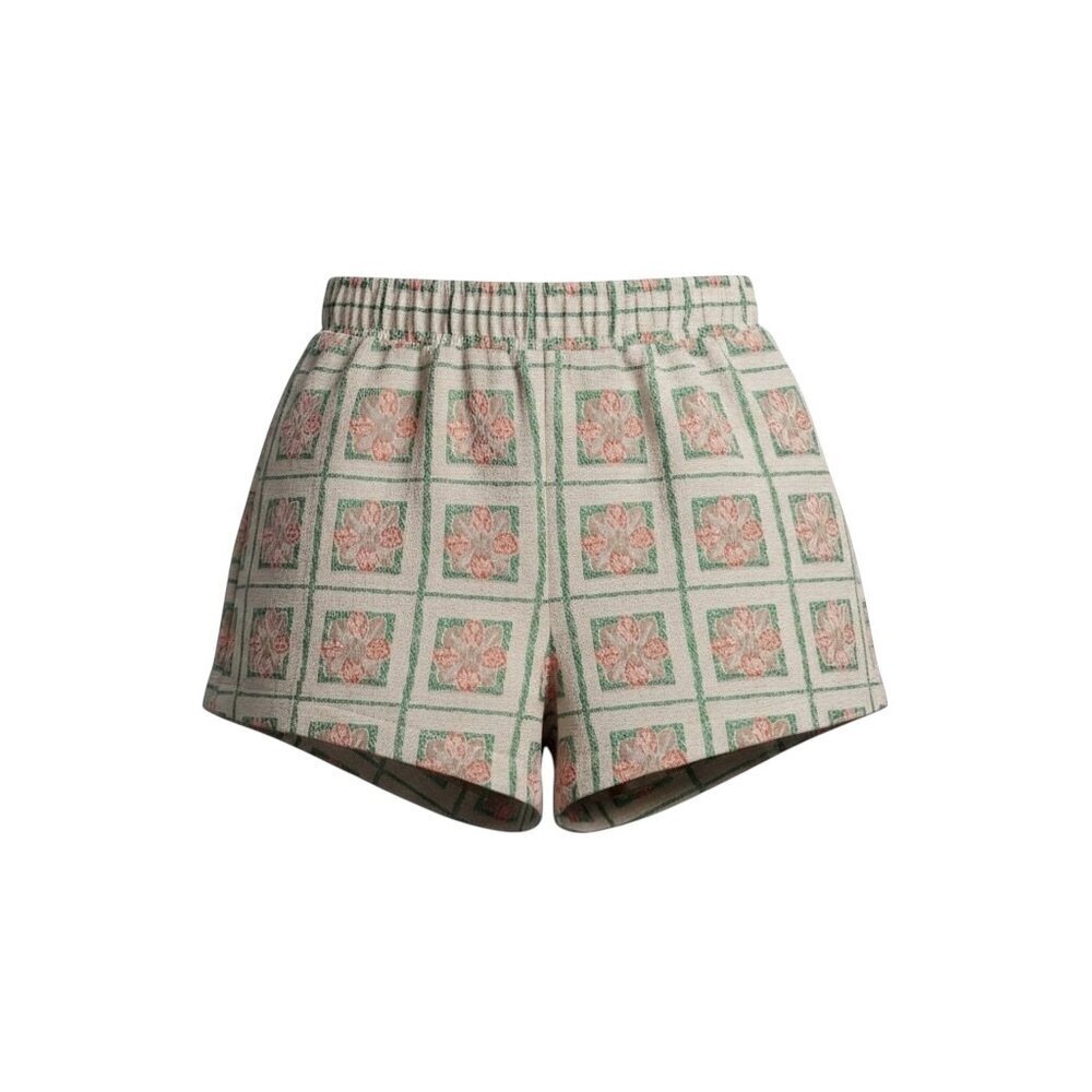 Jaquie The Label Peach Multi Jacquard Shorts NWT Elastic Waist Small